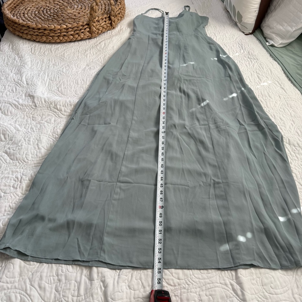 Show Me Your Mumu Lauren Tie Back Sage Green Chiffon Gown Maxi Dress XL NEW - Picture 10 of 14
